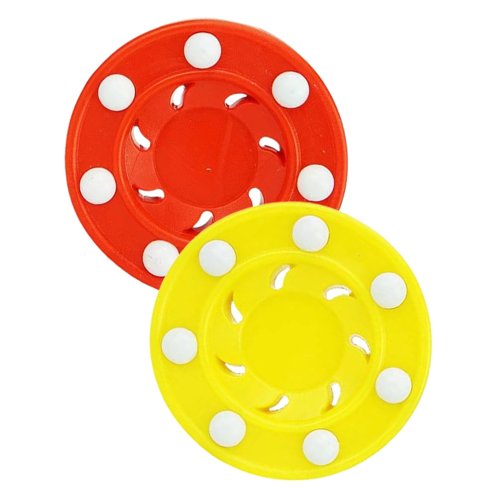 POPETPOP 2-Pack Lightweight Plastic Street and Ice Hockey Pucks for Training and Practice, Compact Sports Equipment