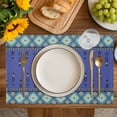 thumbnail image 4 of Navy Blue Boho Placemats Set of 4, Vintage Ethnic Tribe Abstract Art Retro Placemats for Dining Table, Place Mats for Kitchen Tabletop, Waterproof Wipeable Dining Table Mats Set, 4 of 9