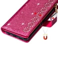 thumbnail image 3 of Wallet Case For iPhone 16e ,Glitter Sparkly Bling Flip Leather Zipper Pocket Magnetic Wallet Case with 9 Card Slot Kickstand Strap Phone Case For iPhone 16e, 3 of 16