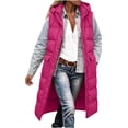 thumbnail image 5 of Cmfcve Womens Plus Size Puffer Vest Long Hooded Sleeveless Jacket Zip Snap Front Winter Casual Layering Outerwear, 5 of 9
