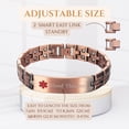 thumbnail image 3 of Wollet Pure Copper Medical Alert Bracelets for Men, Blood Thinner, 8.66 inches, Health Magnetic ID Bracelets Gift for Dad,Husband, 3 of 7