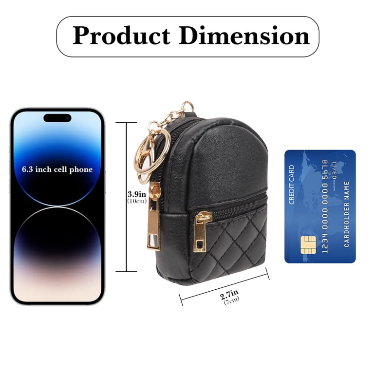black mini backpack coin keychain Purse – Doll-Size Retro Style Advantage Made of PU leather material Mini Backpack Coin Pouch/Purse Keychains