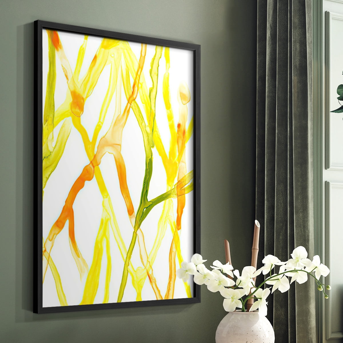 Runnel IV Framed Print in Black Solid Wood Framed Print No Nail Hanging