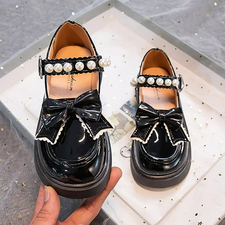 

NIUREDLTD Toddler Kids Grils Dress Shoes Girls Dress Shoes Wedding Bowknot Girl Shoes Princess Party School Shoes Leather Shoes For Kids PU Leather Princess Shoes Black 33