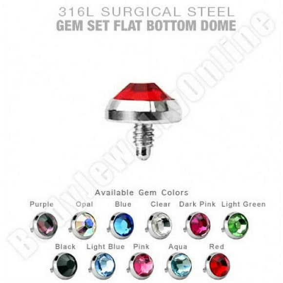 11 Dermal Anchor Tops 5mm Flat CZ 14g Surgical Steel Piercing Jewelry