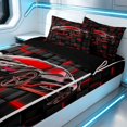 thumbnail image 2 of Erosebridal Sports Car Zipper Twin Comforter Sets with Fitted Sheet and 2 Pillowcases, Neon Cube Zipper Bedding Set, Red Black Cube, Black Reversible, 2 of 7