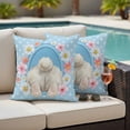 thumbnail image 4 of Blue Pink Easter Outdoor Waterproof Pillow Covers, Easter Bunny Watercolor Dots Floral Artwork Decorative Square Throw Pillowcase Sofa Cushion Sham for Patio/Couch/Chair, 24"x24" 2 Pack, 4 of 8