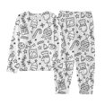 thumbnail image 3 of Boys Pajamas 2 Piece Cozy Christmas Graffiti Graphic Print Crew Neck Long Sleeve Top And Pants Pjs for Boys Size 2-3 Years, 3 of 8