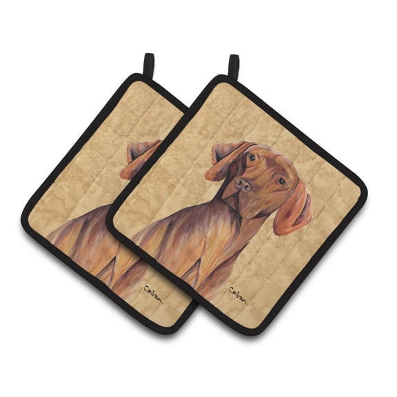 Carolines Treasures SC9132PTHD Vizsla Wipe your Paws Pair of Pot Holders, 7.5HX7.5W, multicolor