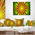 thumbnail image 3 of Designart Bright Yellow Fractal Flower on Green - Floral Throw Pillow - 16x16, 3 of 4