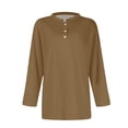 thumbnail image 4 of Breezora Stand Collar 3/4 Sleeve Button Down Shirt for Women Lightweight Breathable Tunic Top for Office Casual and Outdoor Activities S Size Khaki, 4 of 5