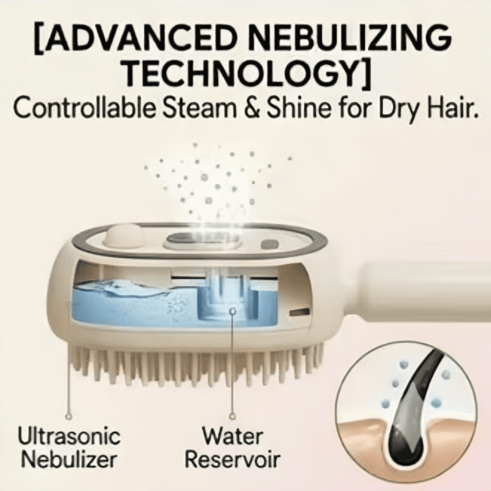New Electric Spray Air Cushions Massage Comb, 2-In-1 Misting Hair Brush With Water Spray Reduce Frizz, Nourishes Hairs