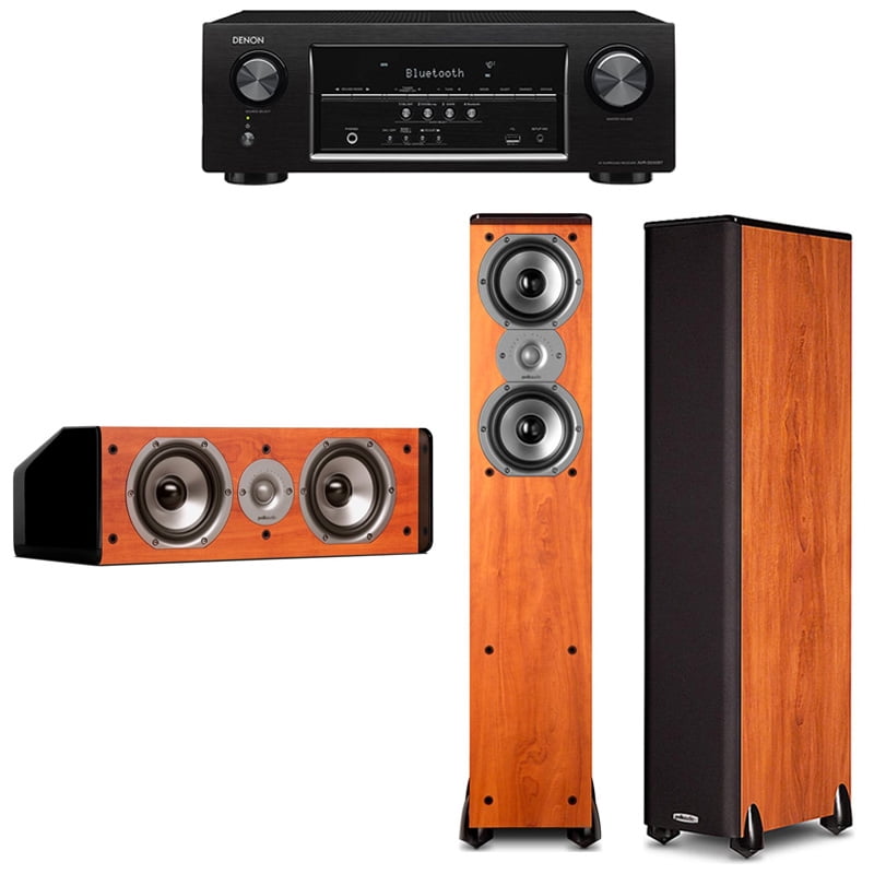 Denon AVRS530BT Bundle with Polk TSi300 (2) and CS10 (1) in Cherry