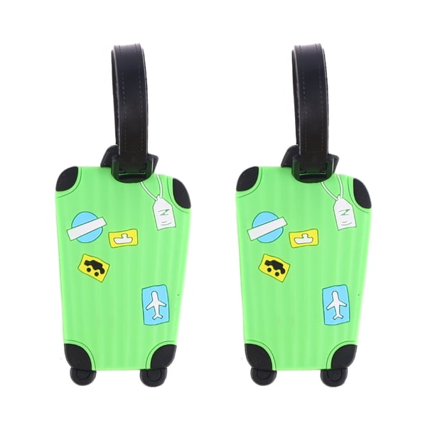 2pcs Accesorios de viaje Etiquetas de equipaje de polietileno de PVC Etiqueta de identificación de maleta Etiqueta de dirección de equipaje Etiqueta de viaje (Verde)
