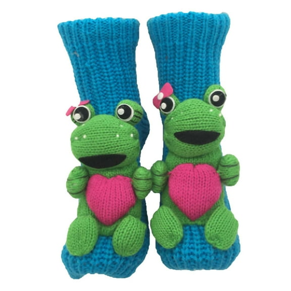 Oksale Cute 3D Knit Warm Socks for Women Non Slip Christmas Winter Socks Comfortable Slipper Socks Loungwear for Home 2025 Blue Free Size