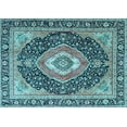 thumbnail image 1 of Ahgly Company Indoor Rectangle Medallion Light Blue Traditional Area Rugs, 8' x 12', 1 of 4