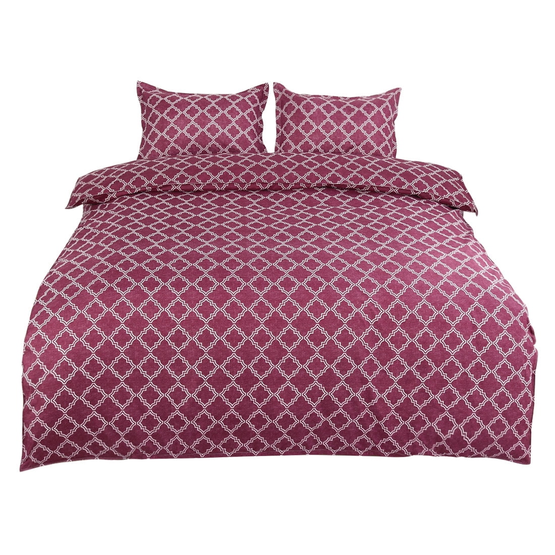 Lattice Pattern Microfiber Duvet Cover Bed Set With 2 Pillowcases