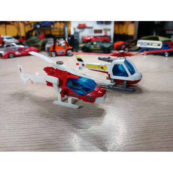 Matchbox Mission Helecopter & Helecopter 2 Copter Lot Taiwan & China Red &...