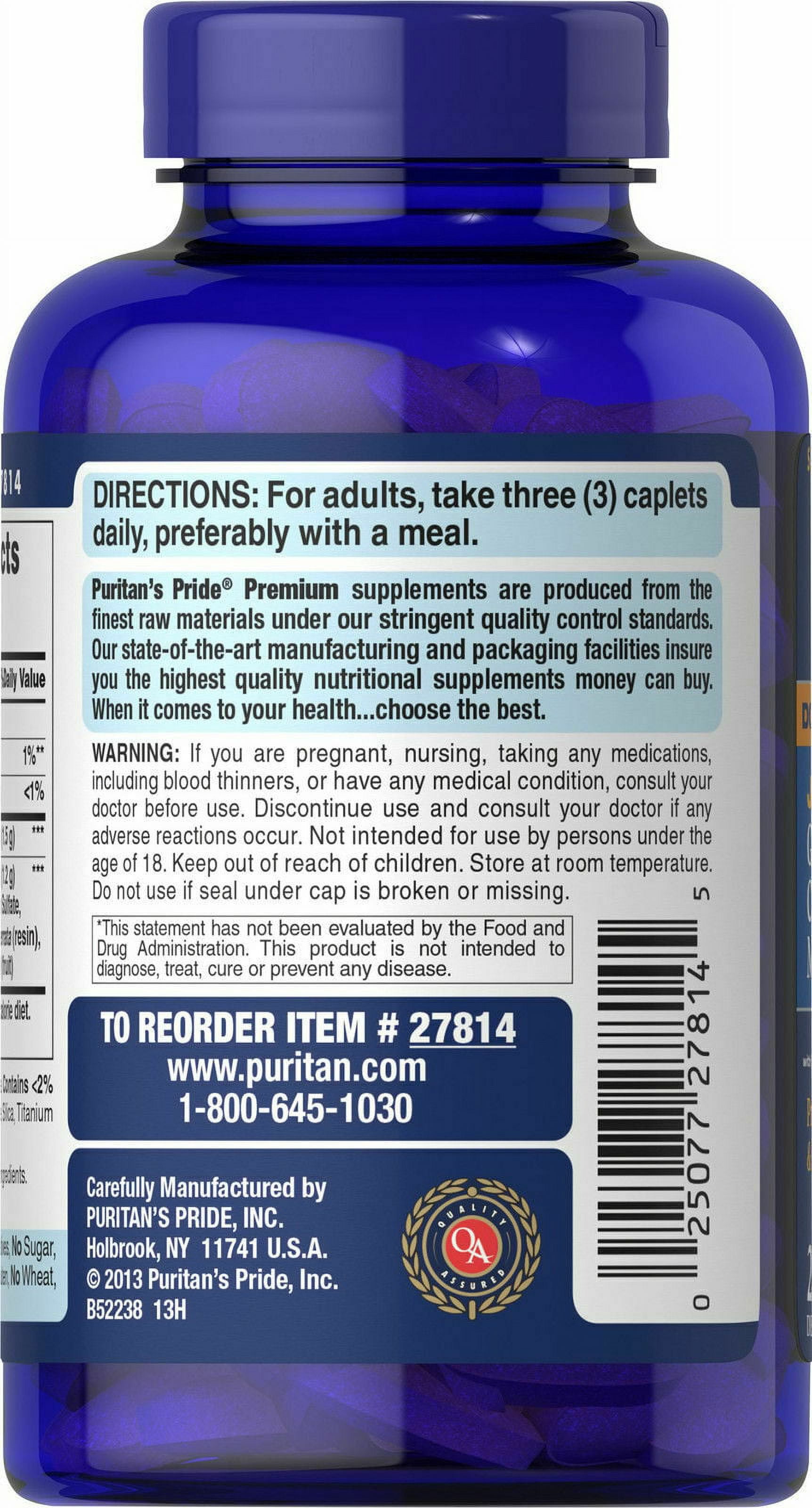 Puritans Pride Double Strength Glucosamine, Chondroitin and Msm Joint Soother, 240 Count