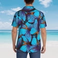 thumbnail image 4 of Pofeuu Blue Butterflies Print Hawaiian Shirt for Men Sleeves Casual Button Down Summer Beach Dress Shirts T-Shirts,XX-Large, 4 of 7