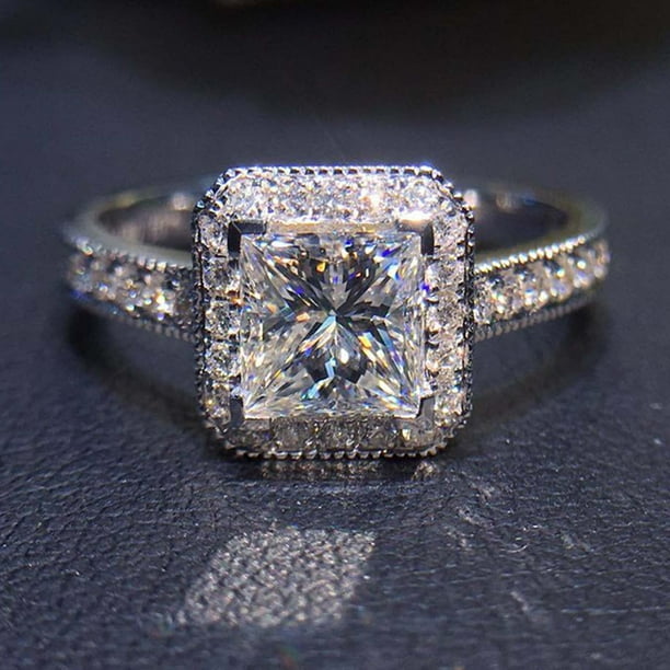 Anillo conmemorativo de diamante cuadrado exquisito de diamante cuadrado geométrico de moda regalo de joyería de boda de compromiso para mujer Wmkox8yii fajkfhkj2525