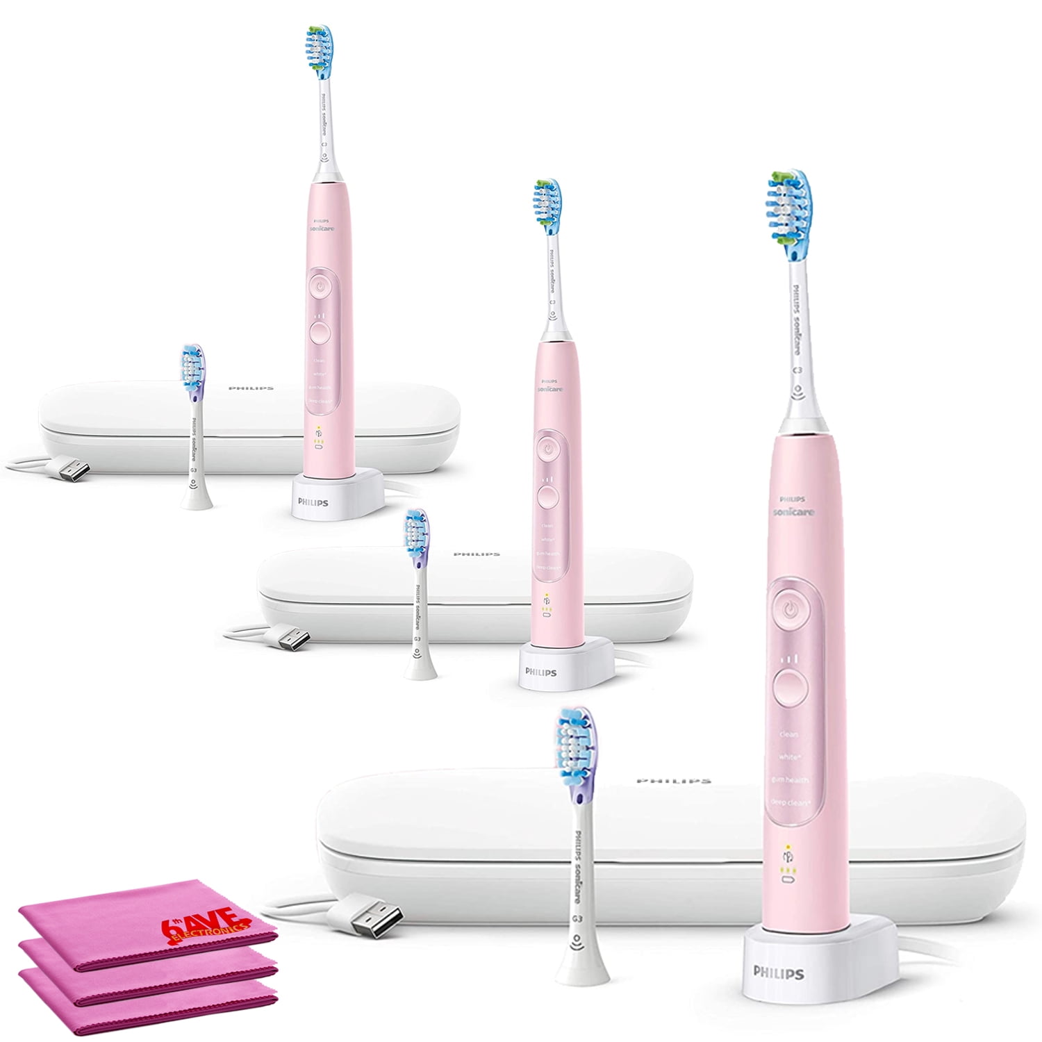 Philips Sonicare ExpertClean 7500 Electric Toothbrush, Pink Three