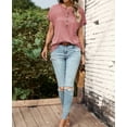 thumbnail image 4 of Womens Batwing Sleeve Tshirts Crew Neck Short Sleeve Buttons Tops Tee Basic Summer Blouse Loose Fit, 4 of 11