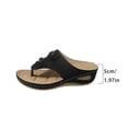 thumbnail image 6 of Rokment Women's Flower Orthopedic Wedge Flip Flops Boho Beach Summer Comfortable Leather Platform Thong Slip on Walking Sandals Fashion Casual Floral Chunky Mid Heel Dress Slides Black Size 6, 6 of 7