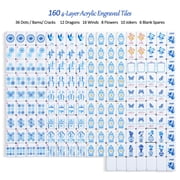 160-Piece American Mahjong Set, 4-Layer Acrylic Tiles, Engraved Blue Tiles with Storage Bag & Accessories
