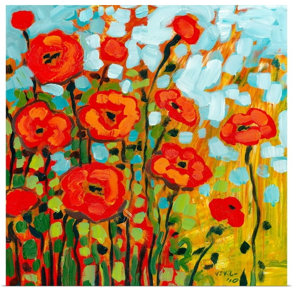 Great BIG Canvas | Rolled Jennifer Lommers Poster Print entitled Red Poppy Field