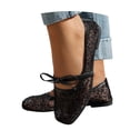 thumbnail image 3 of Women's Elegant Square Toe Embroidered Mary Jane Flats Classic On Design Soft Sole Breathable Lightweight Comfortable Casual Everyday Wear Footwear Black 37, 3 of 5