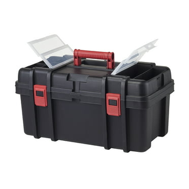 Hyper Tough 16-inch Toolbox, Plastic Tool and Hardware Storage, Black ...