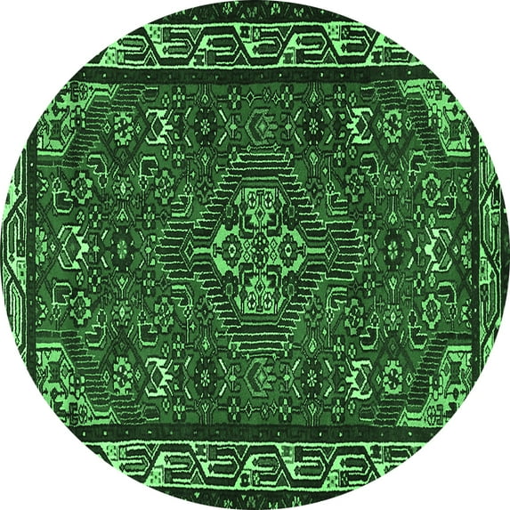 Ahgly Company Indoor Round Persian Emerald Green Traditional Area Rugs, 4' Round