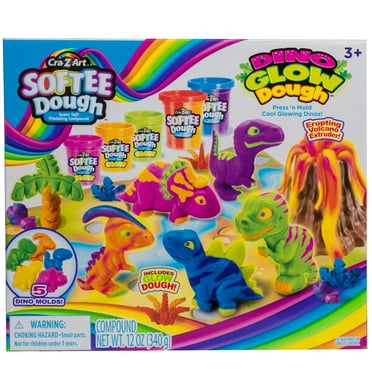 Cra-Z-Art Softee Dough Multicolor Dino Glow Dough, 1 Dough Set, Ages 3 and up