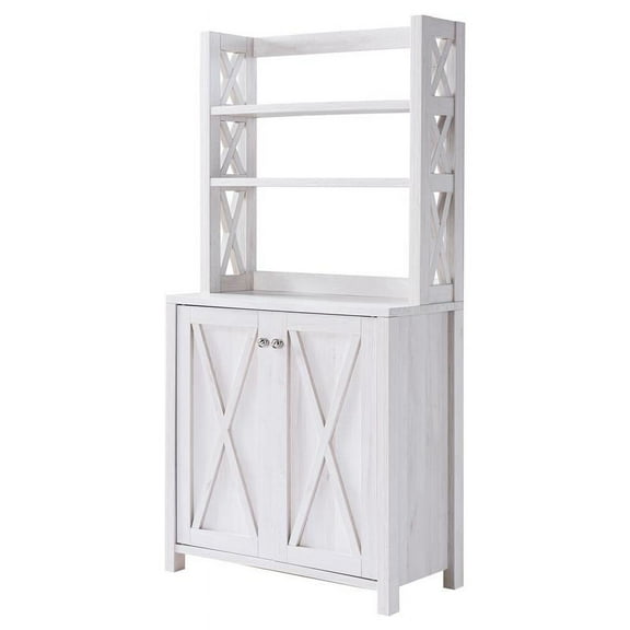 Furniture of America Schuetz Wood Multi-Storage Baker Rack in White Oak