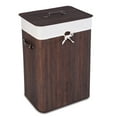 thumbnail image 1 of Costway Rectangle Bamboo Hamper Laundry Basket Washing Cloth Bin Lid Brown, 1 of 9