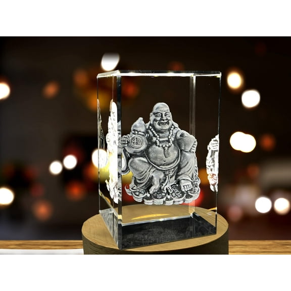 Chinese Buddha 3D Engraved Crystal Keepsake