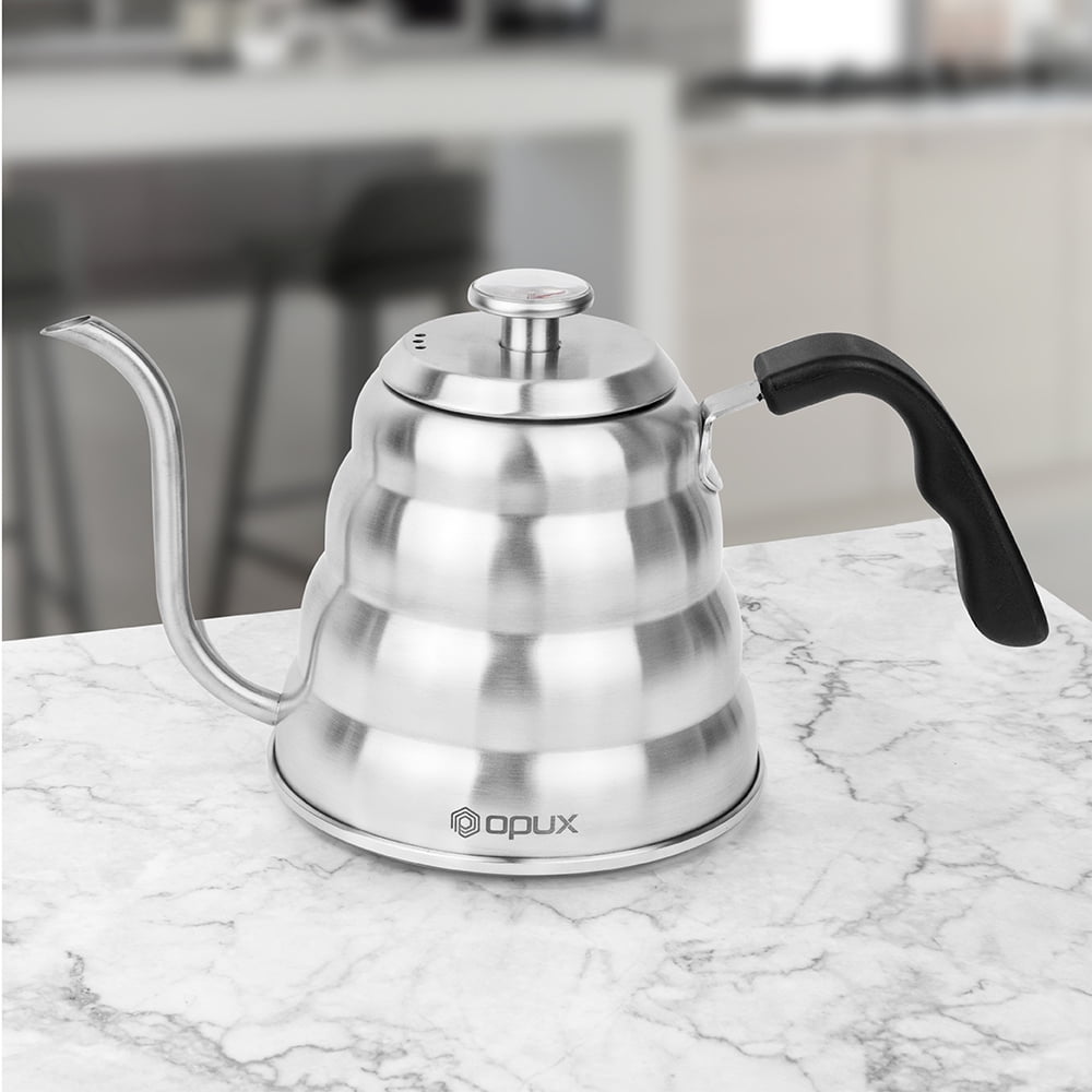 Pour Over Coffee Kettle With Thermometer, Stainless Steel Coffee Tea Kettle  With Thermometer, Gooseneck Kettle With Slow Pour Drip Spout, Stovetop  Cloud Kettle, Compatible With All Stove Tops - Temu