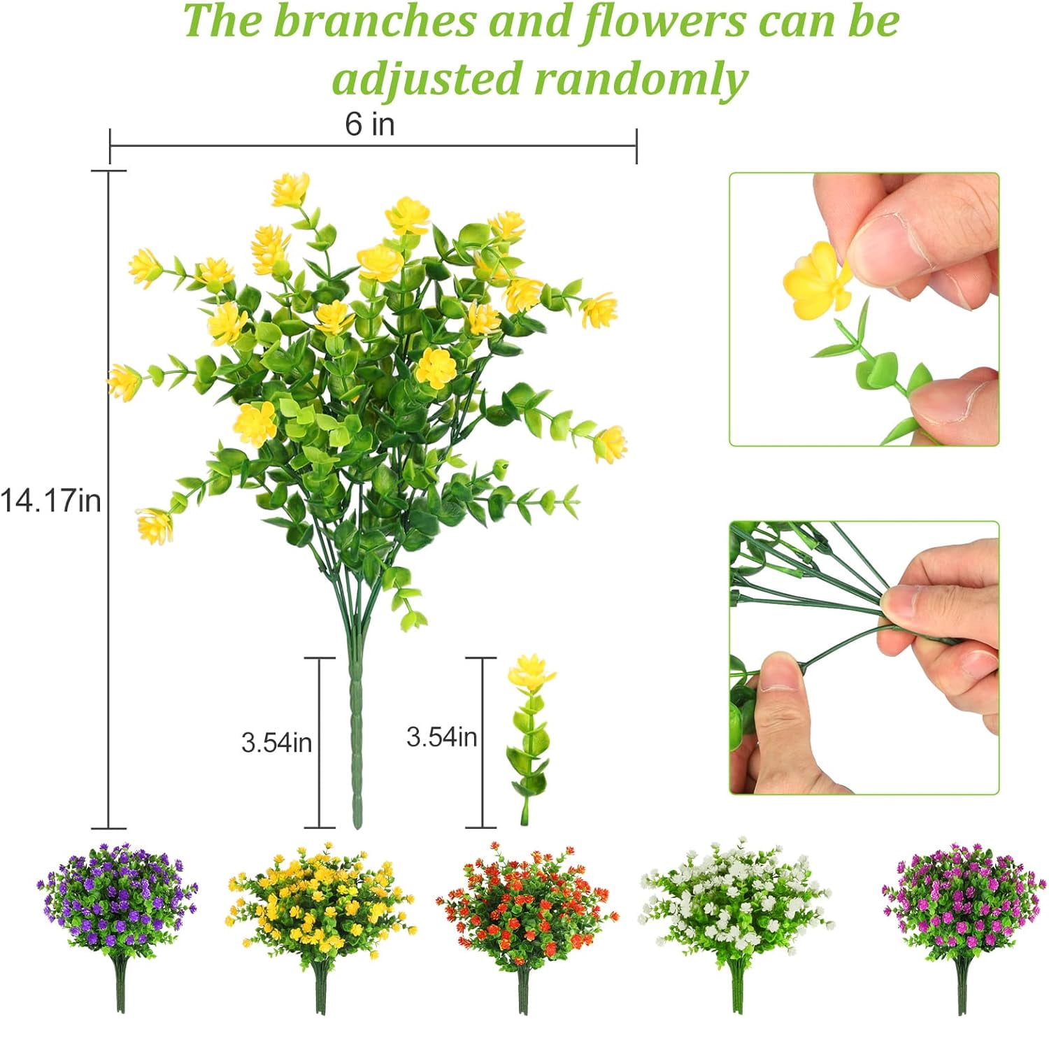20 Bundles Artificial Flowers for Outdoors UV Resistant Boxwood Shrubs Artificial Eucalyptus Fake Plants Faux Plastic Greenery for Farmhouse Garden Home Indoor Outdoor Decoration (Mixed)