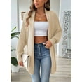 thumbnail image 4 of Women'S Fall Winter Solid Color Casual Oversized Long Sleeve Chunky Knit Cardigan Sweater Jacket Apricot One size, 4 of 8