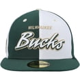 thumbnail image 2 of Men's New Era Hunter Green/White Milwaukee Bucks Script Pinwheel 59FIFTY Fitted Hat, 2 of 6