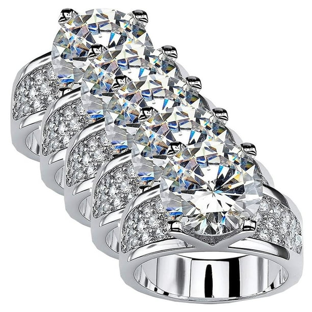 Anillos de Amistad RadiantGlo 5Pzas Talla 6 16.5mmØ Circunferencia 52mm Circonia/Metal Plata. High Monaco MXRGL-005