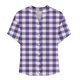 thumbnail image 4 of mfyjkho Tops Para Salir Para Mujer, Camiseta De Verano Para Mujer, Holgada Y Moderna, Con Cuello En V, Manga Corta, A Rayas Y Cuadros, Con Botones Tops Para Salir Para Mujer M, 4 of 5