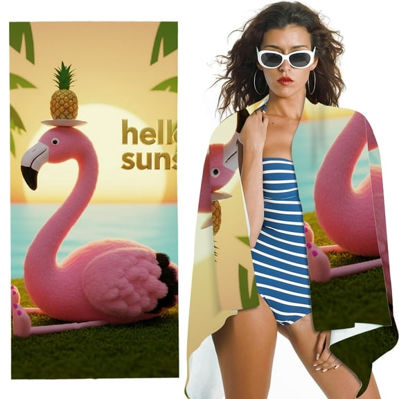RKSupls Quick Dry Sand-Free Large Pool Beach Towel
- Pink Tropical Tropical Print, Ultra-Soft Microfiber for Bathroom, beach, Soft Super Absorbent- 30x60 in