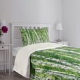 thumbnail image 5 of Ambesonne Birch Tree Quilted Bedspread Set 2 Pcs, Fresh Summer Leaves, Twin Size, Green White Black, 5 of 6