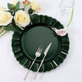 thumbnail image 3 of BalsaCircle 24 Hunter Green Gold 13" Acrylic Wooden Textured Round Scalloped Trim Plastic Charger Plates, 3 of 7
