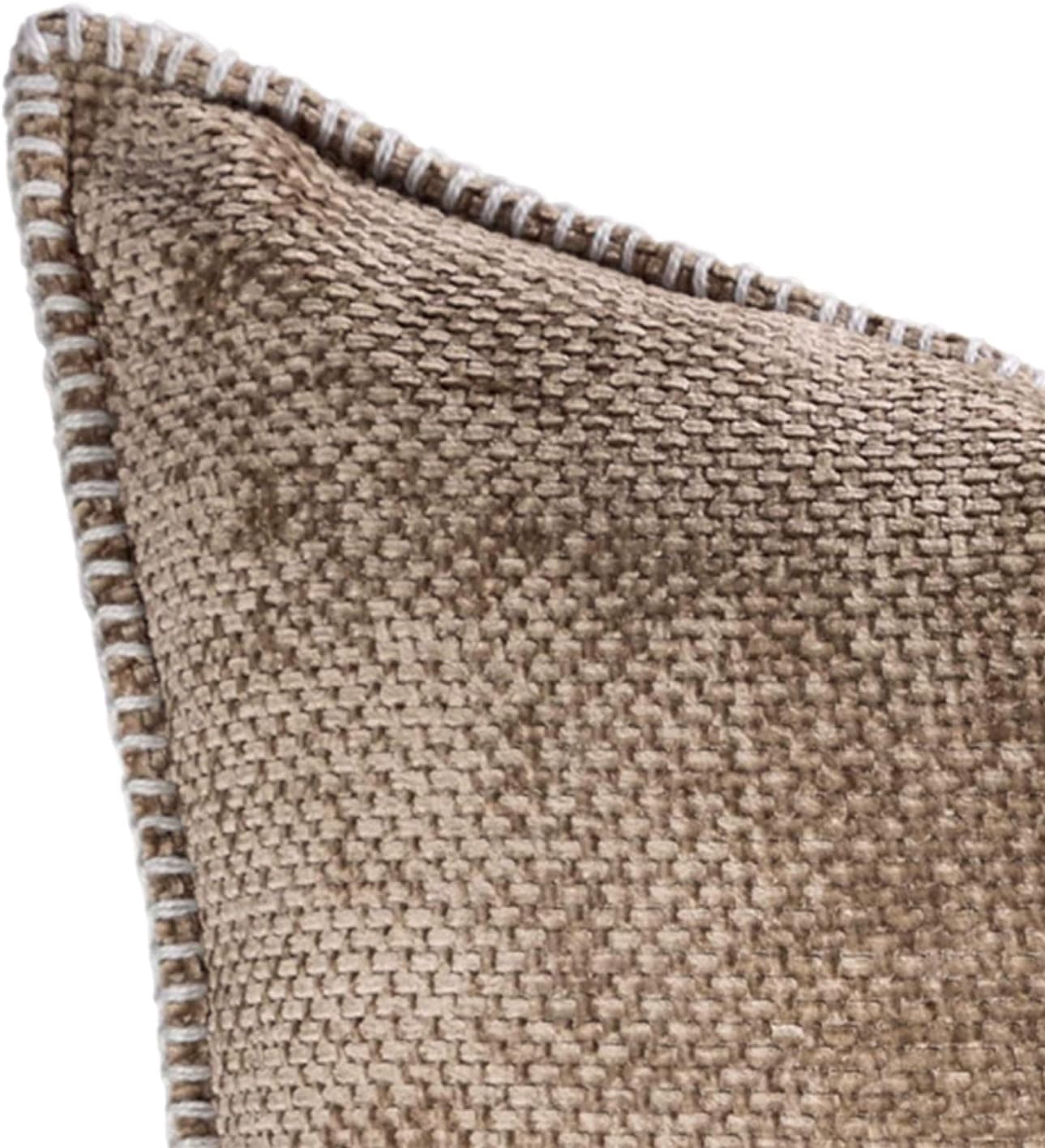 Austin Horn Classics Chenille Pillows With "Blanket Stitch" Cover Only Set Of 2 Taupe 20"X20