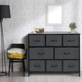 thumbnail image 3 of Sorbus Dresser with 8 Drawers - Furniture Storage Chest for Kids Clothing Organization, Bedroom, Hallway, Closet, Office - Steel Iron Frame, Rustic Farmhouse Wood Top, Fabric Bins (Black), 3 of 6