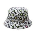 thumbnail image 2 of Cheers.US Winter Faux Fur Bucket Hat Fluffy Warm Hat for Women Men Leopard Print Foldable Thickened Plush Windproof Fisherman Cap for Outdoor, 2 of 7