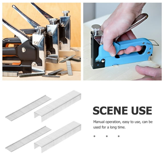 HEMOTON Staple with 2000pcs Staples for Woodworking and Advertising DIY Projects Silver Color Iron